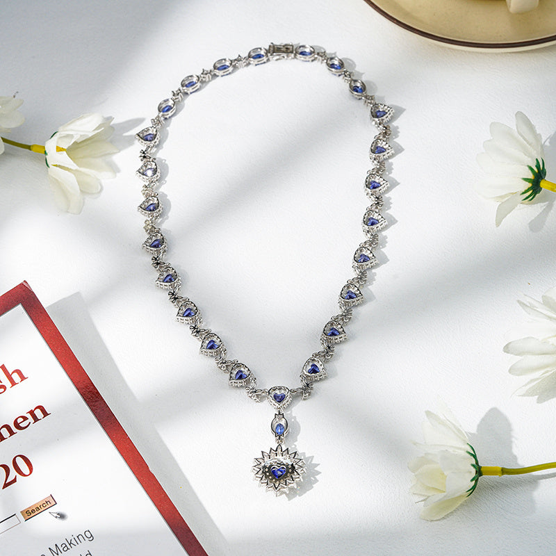 Magnificent Blue Sapphire & Diamond Grandeur Necklace