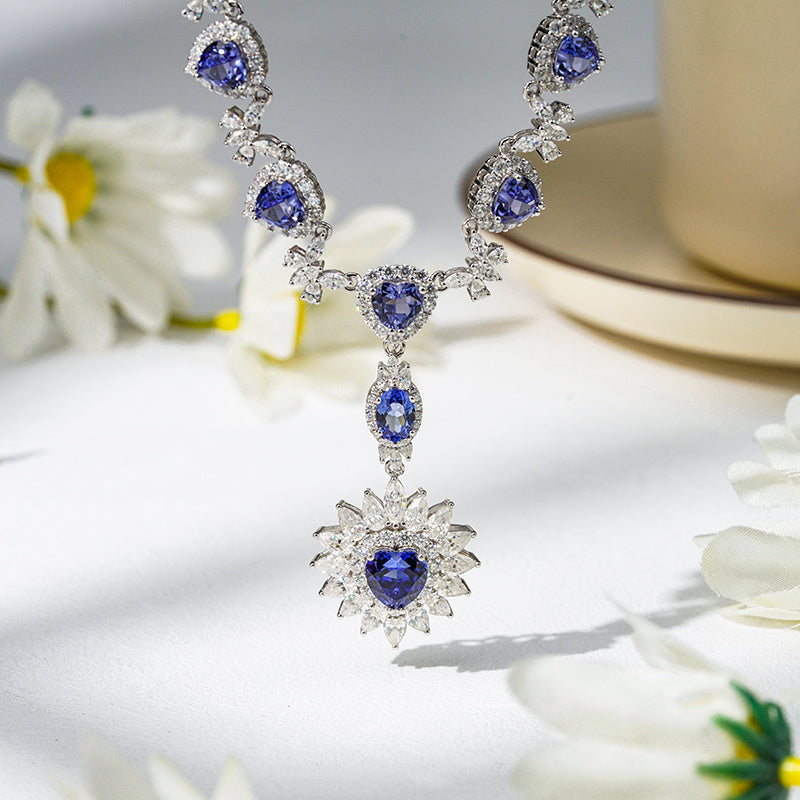 Magnificent Blue Sapphire & Diamond Grandeur Necklace