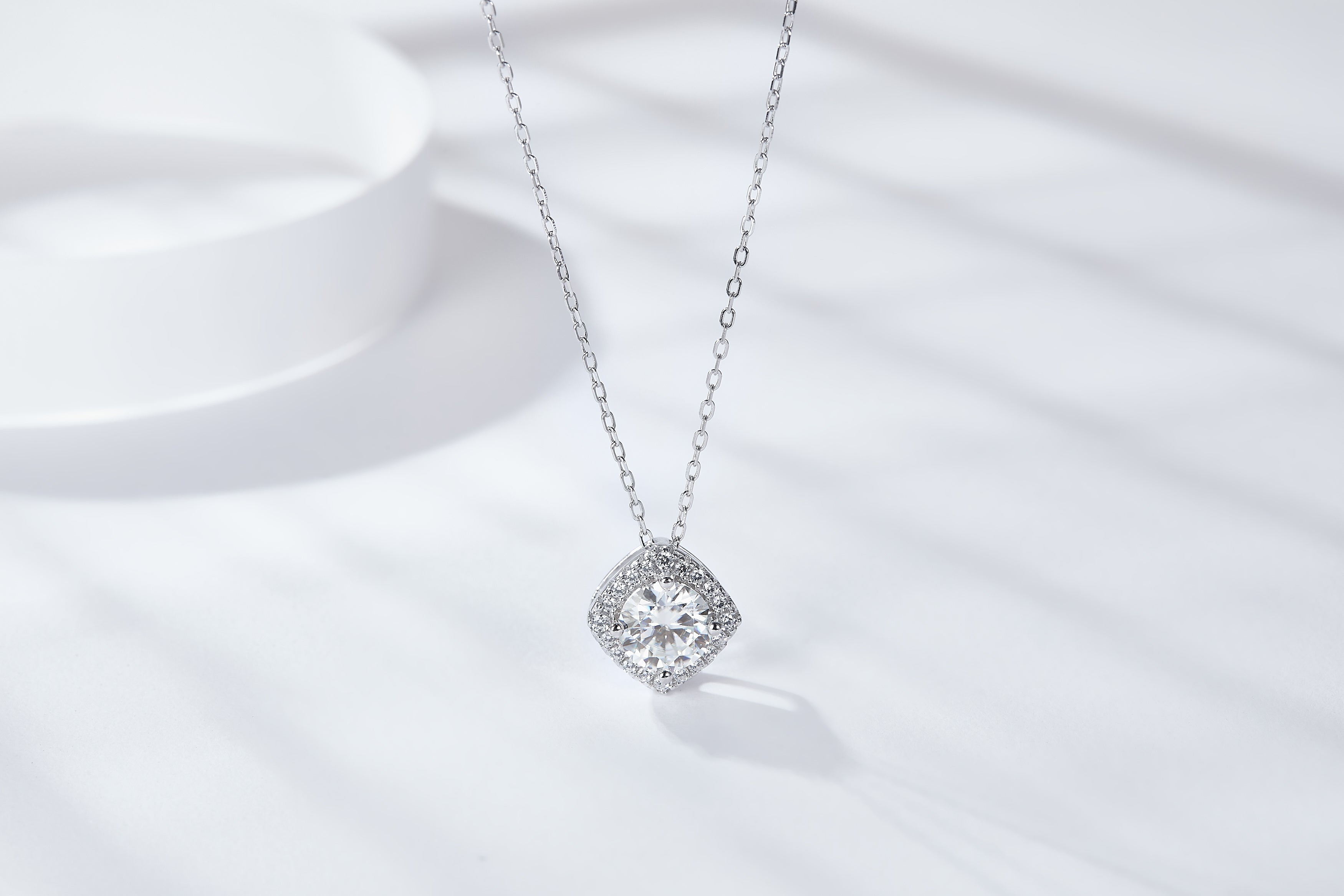 Dazzling Cushion-Cut Diamond Halo Pendant Necklace