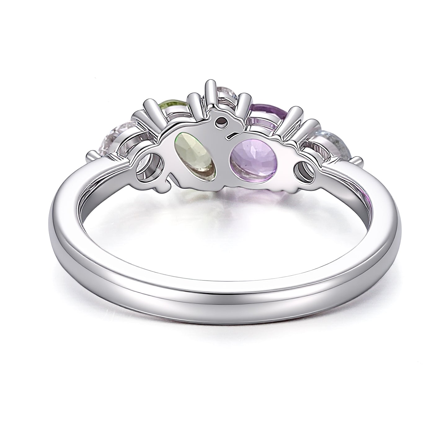 Personalized Trio Gemstone & Diamond Accent Ring