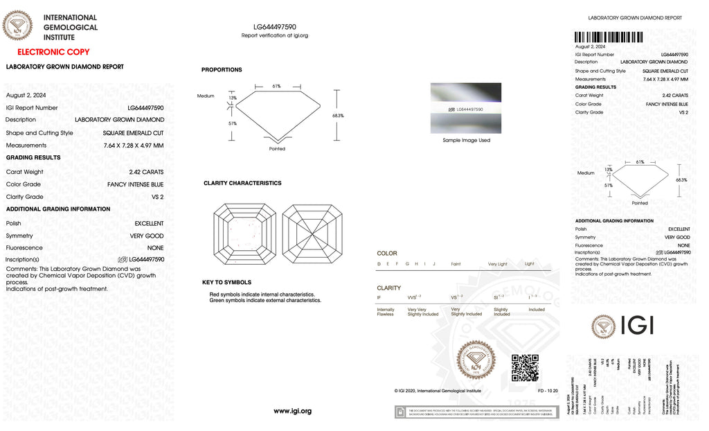 CVD LG644497590 2.42CT BLUE VS2 ASS EX VG