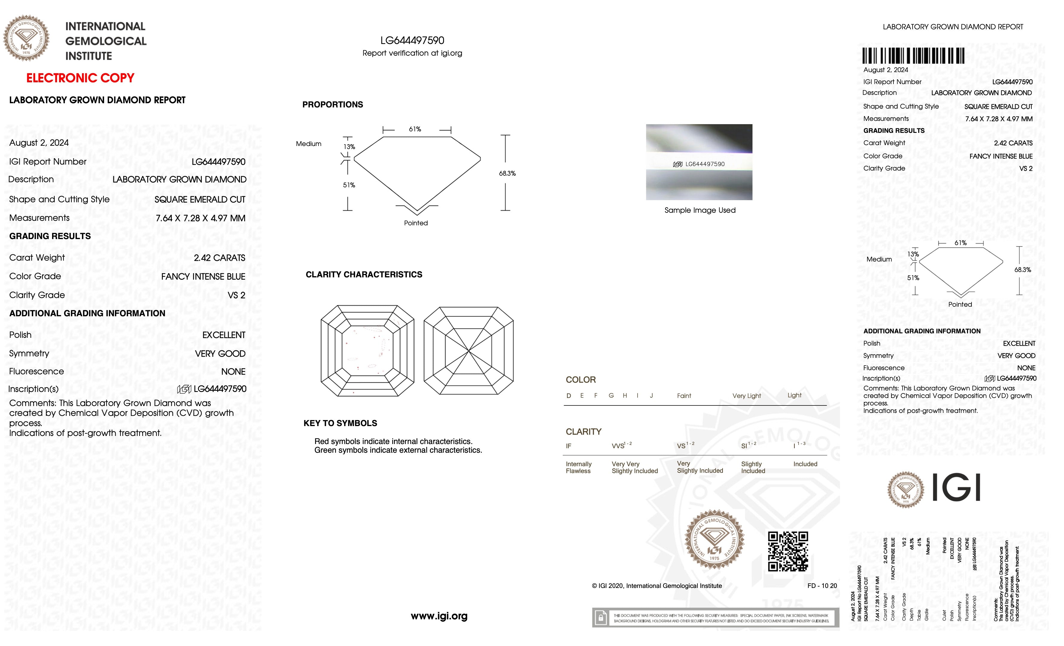 CVD LG644497590 2.42CT BLUE VS2 ASS EX VG