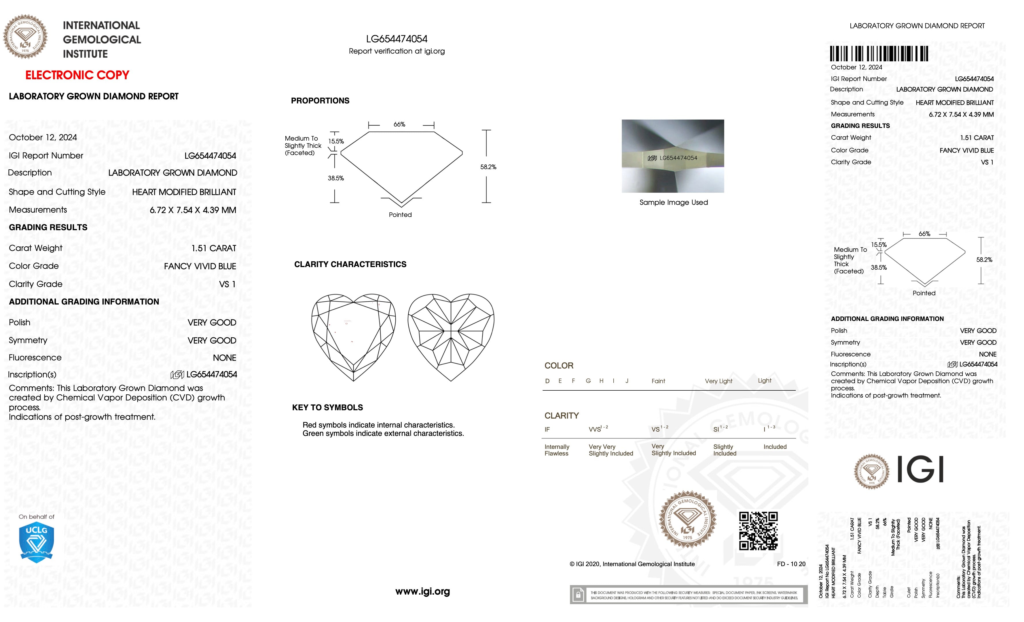 CVD LG654474054 1.51CT BLUE VS1 HS VG VG