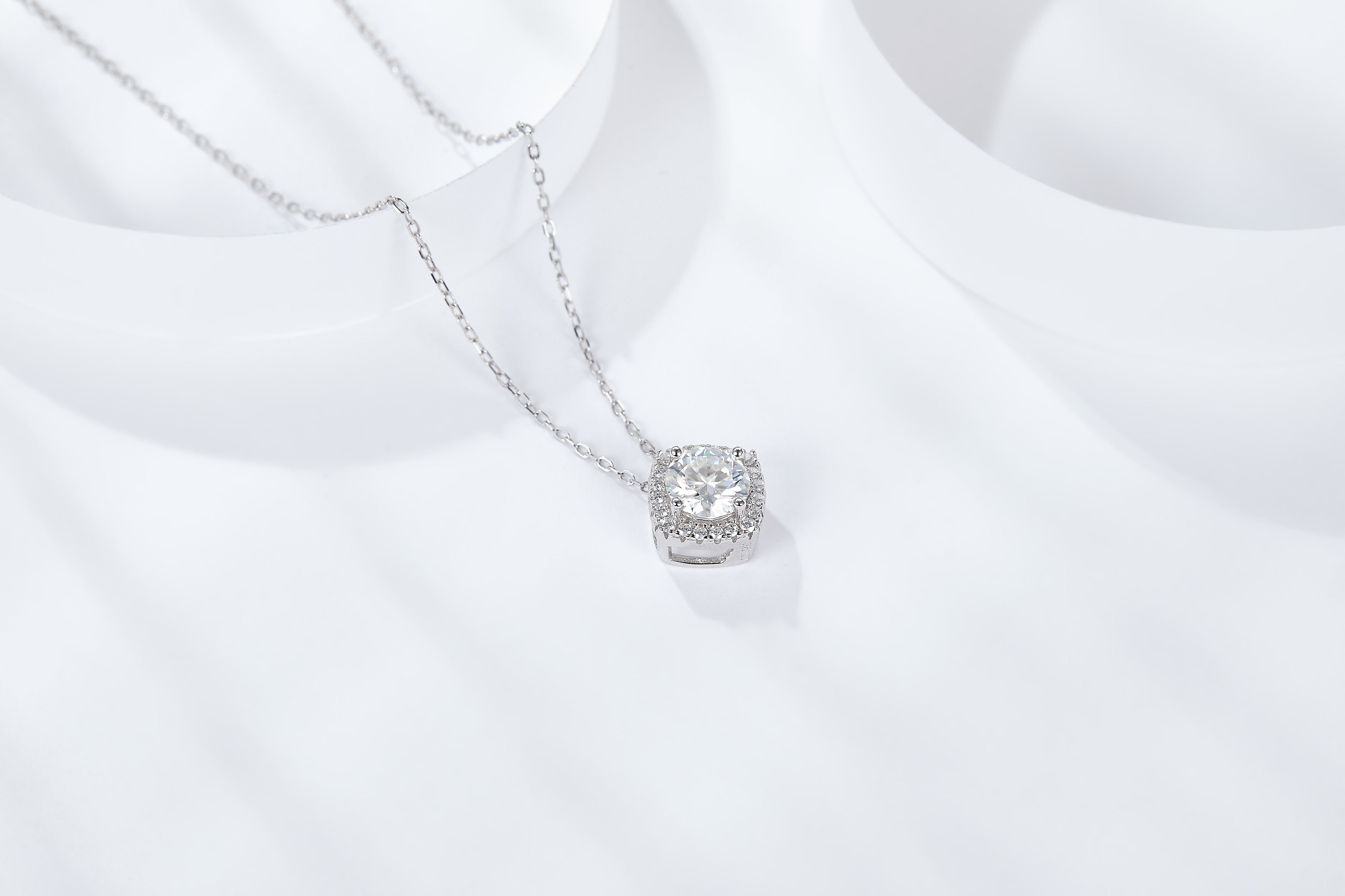 Dazzling Cushion-Cut Diamond Halo Pendant Necklace