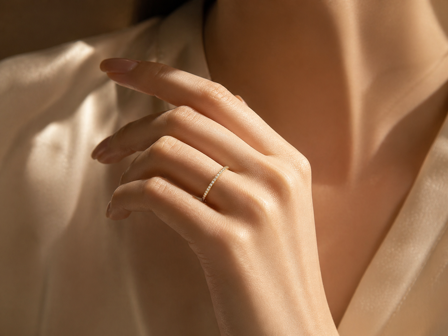 The Eleanora "Starlight" 14k Yellow Gold & Natural Diamond Half-Pave Band