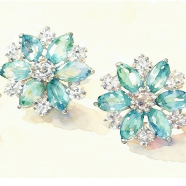 The "Azure Blossom" Blue Tourmaline & Diamond Floral Earrings