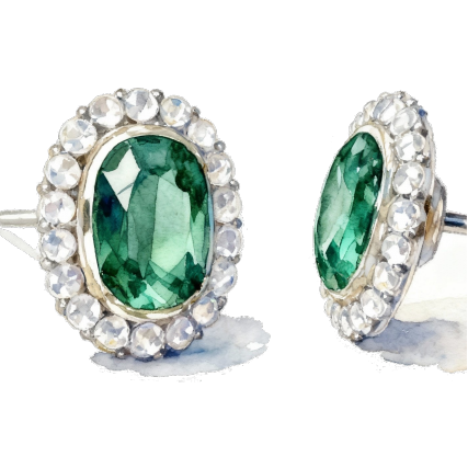 The "Verdant Halo" 18k Yellow Gold Emerald & Diamond Earrings