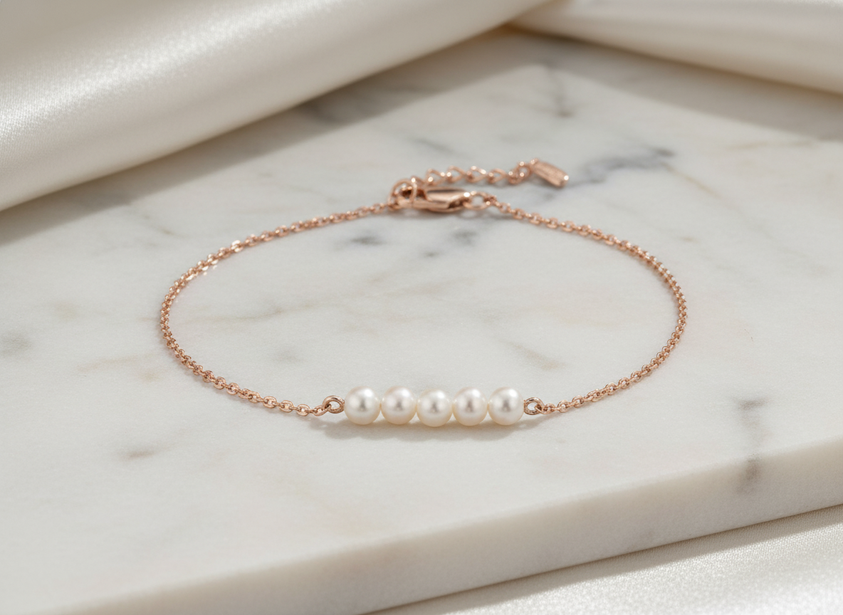 The "Luminous" Freshwater Pearl & 14k Rose Gold Bracelet