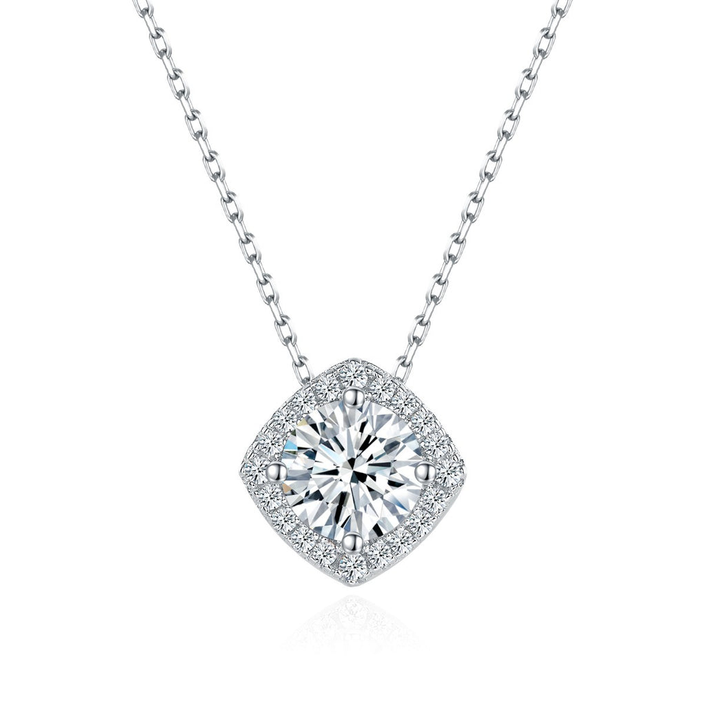 Dazzling Cushion-Cut Diamond Halo Pendant Necklace