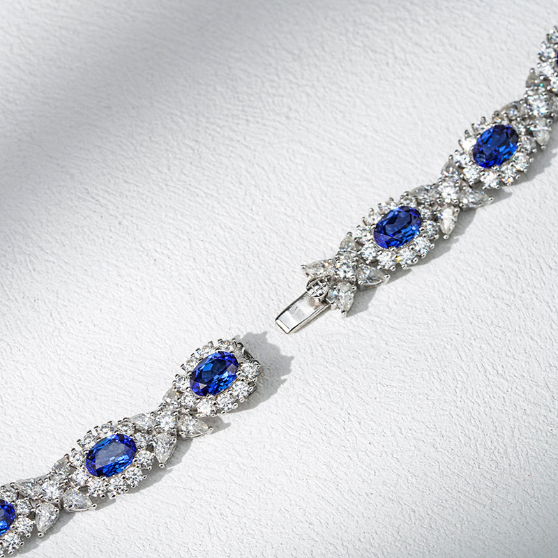 Magnificent Royal Blue Sapphire & Diamond Statement Necklace
