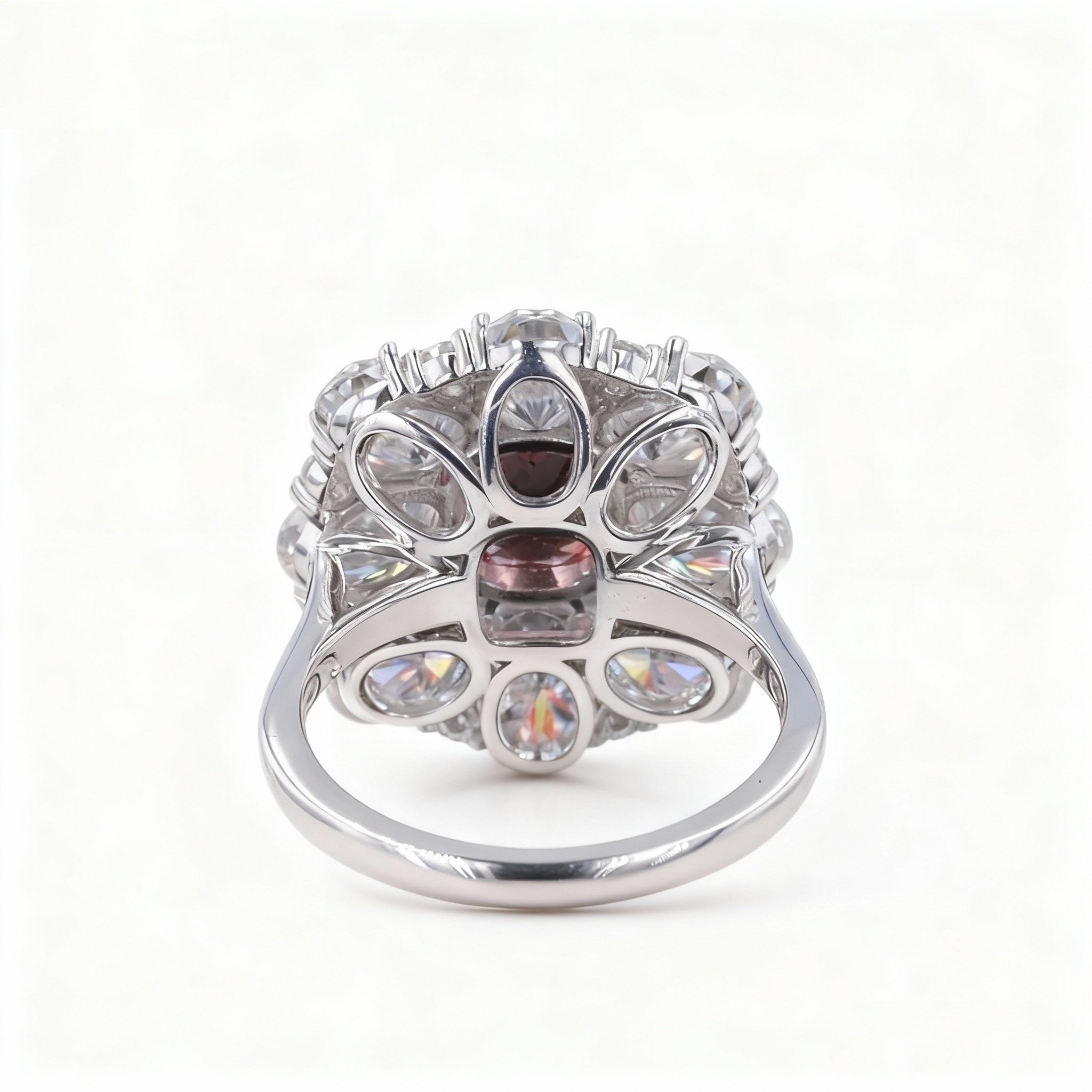 Vintage-Inspired Padparadscha & Diamond Flower Halo Ring