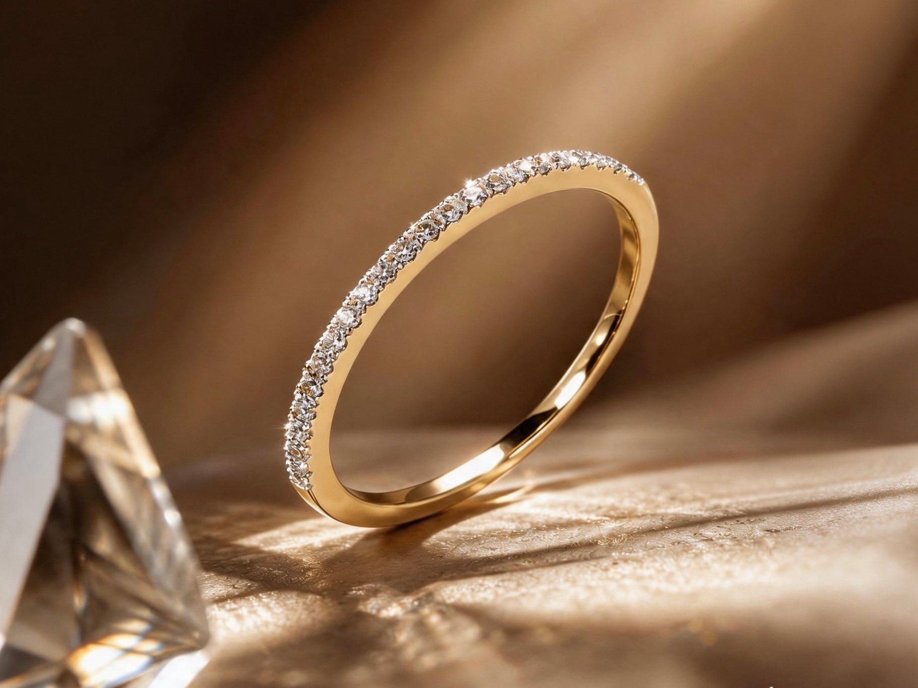 The Eleanora "Starlight" 14k Yellow Gold & Natural Diamond Half-Pave Band