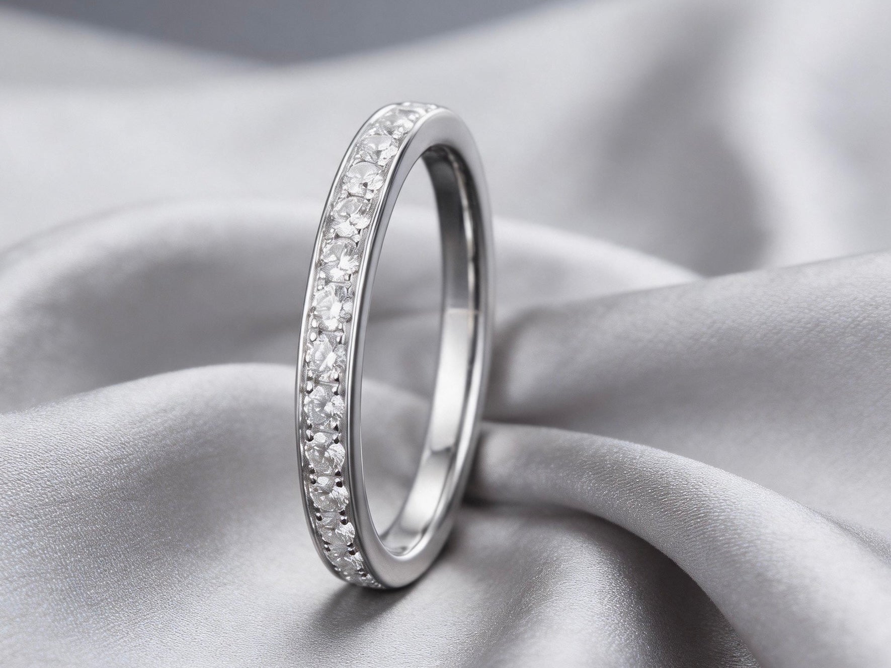The "Luminous Light" Diamond Half-Eternity Band (3mm)